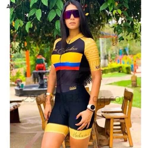 Brazil Colombia Variety Womens Cycling Jersey Jumpsuit Pink Purple Summer Short Sleeve Cycling Jersey Cycling Triathlon Leotard