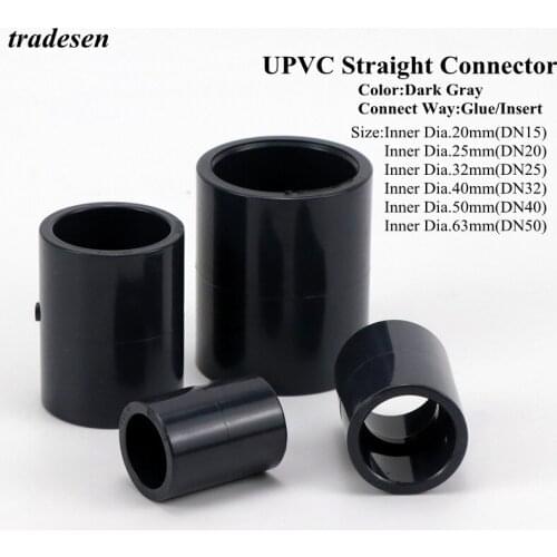 1pcs UPVC Inner 20 25 32 40 50mm Couppling Straight Connector for Garden Irrigation Watering Aquarium Pipe PVC Tube Parts