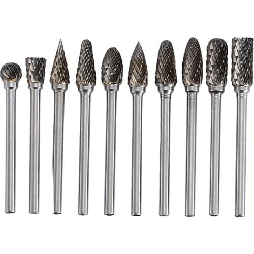 10pcs/lot Different Styles Grind Head 50mm Length Rotary Burrs Tungsten Carbide 3mm Diameter Shank Grinding Tools