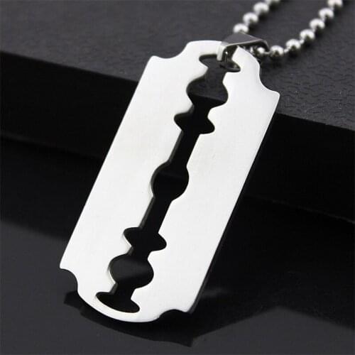 12 Pieces/Lot Men Women Stainless Steel Necklace Long Chains Blade Brushed Pendant Charm Statement Chokers Male Fashion Jewelry