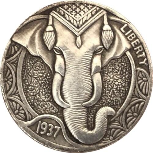 21MM 1937 American Morgan Wandering Coin Commemorative Coin Elephant Collectible Coin Gift Lucky Challenge Coin