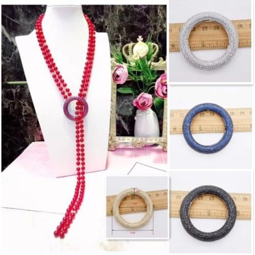 3pcs 49mm golden plated cubic zircon Micro Pave loop Pave connector