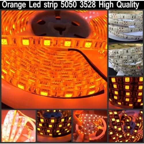 16.4ft 600nm True Orange led strip 5050 3528 SMD 5m 300 / 600 led tape rope lights 12V for Home Decoration Good quality
