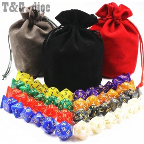 56pcs/bag DnD dice set Pearlized Effect D4 d6 d8 d10 d10% d12 d20 RPG with bag board game gift