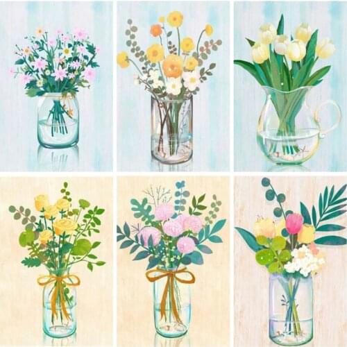 Full Square Drill 5D Diy Diamond Painting Flower Bead Embroidery Diamond Mosaic Vase Picture Rhinestones Cross Stitch Home Decor