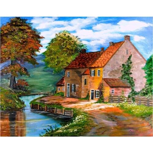 Diy 5D Diamond Painting House Gift Cross Stitch Kits Scenery Drill Full Square/Round Diamond Embroidery Home Decor Gift