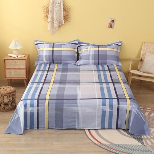 Bonenjoy 1 pc 100% Cotton Bed Sheets For Double Bed Queen Size colcha cama Lattice Style Flat Sheet For Adult Bedding Sheet