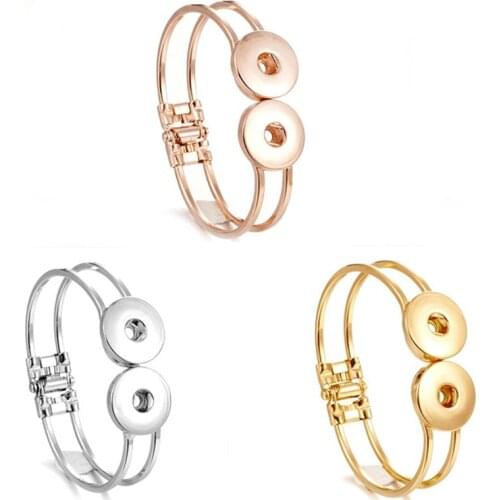 Hot Sale Gold Snap Jewelry Adjustable Metal Snap Bracelet Bangle Silver color Bracelet Fit 18mm Snap Button Jewelry For Women