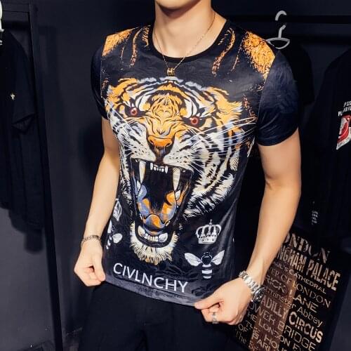 Printing 4D Tiger Ice Silk T Shirt Men Funny T-Shirt Casual Short Sleeve O-neck Streetwear Tees Tops 2020 Summer Men Clothes