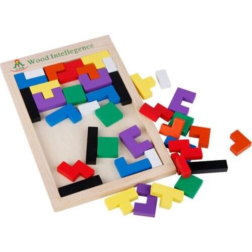 Hot Colorful Wooden Tangram Brain-Teaser Puzzle Tetris Game Educational Developmental Baby Toy for children gifts