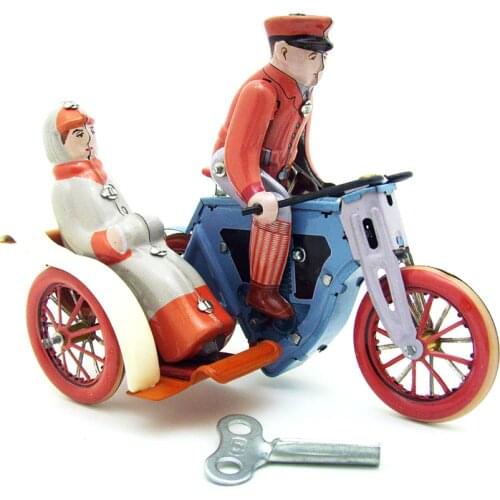 Retro Collection Tin toys mkd3 Children Metal Wind up Auto Car Models Robot Vehicles Handmade Iron Mechanical rickshaw Bike