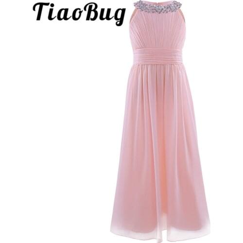 2021 Summer Floor Length Flower Girl Dresses Princess Birthday Pageant Bridesmaid First Communion Chiffon Party Long Maxi Dress