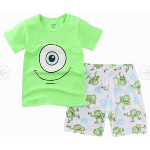 Summer Children Pajamas Short Sleeve T Shirt+Shorts Sets Kid Pyjamas Boy Girl Pijamas Cartoon Dinosaur Baby Sleepwear Suit