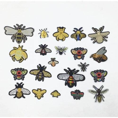 Fashion Cartoon Insect Embroidery Applique Iron Sticker Clothes Badge Brooch Sewing Bumblebee Sticker DIY Clothing Accessories