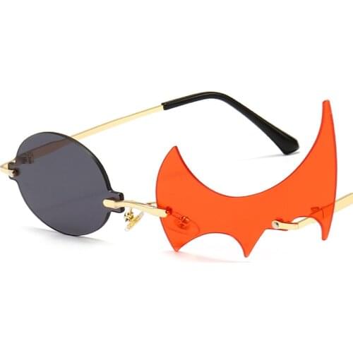 Fashion Unique Rimless Round Flame Shape Sunglasses Women Vintage Clear Ocean Lens Eyewear Men Irregular Sun Glasses UV400