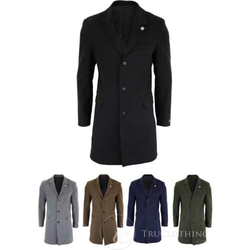 Mens Classic Wool Long Overcoat One Piece Suits Peaky Blinders Suit Wool Tweed Jacket Vest Custom Made Costume