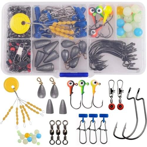 Fishing Tackle Kit - Fishing Hooks Swivel Snap Jig Head Sinker Weight Fishing Beads Sinker Slides Space Beans Fishing Tools