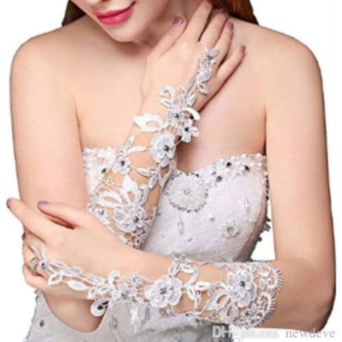In Stock Appliqued Bridal Gloves Opera Glove for Weddings Long Wedding Gloves Fingerless Bridal Accessories