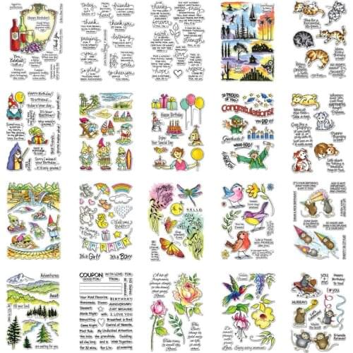 Gnome Beach Birthday Gift Flowers Cat Dog Birds Mouse Transparent Clear Stamps for DIY Scrapbooking Cards Crafts 2020 25
