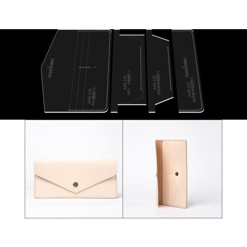 Durable Acrylic Wallet Leather Template DIY Leather craft Long Wallet handbag Stencil Sewing Pattern
