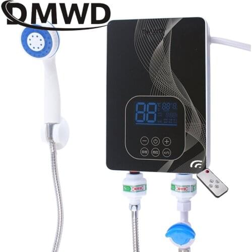 DMWD Instant Electric Tankless Hot Water Heater Remote Instantaneous Heating Tap Shower Machine LED Temperature Display Bathroom