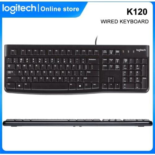 Logitech K120 USB Wired Keyboard 104 keys Full Size Ultra-thin Wired Keyboard For PC Desktop Laptop Office