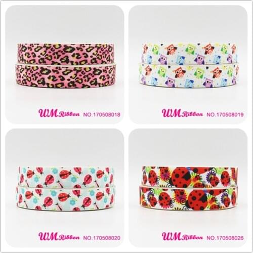 Q&N ribbon 7/8inch 22mm animals cartoon printed grosgrain ribbon webbing 50yards/roll for hair tie headband free shipping