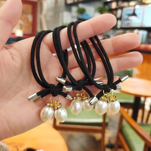 Sainmax 20 PCS Fashion Black Knotted Hair Elastics, Jewelled Elastic Hair Holder Accessories