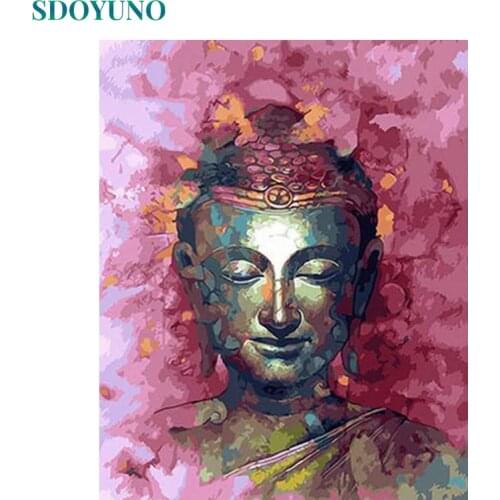 SDOYUNO oil Painting By Numbers Buddha 60X75cm Frameless Home Decor Pictures By Numbers faith Gift Wall Art Digital Painting