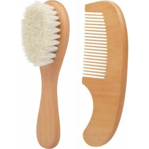 Hair Bath Brush Comb Newborn Baby Natural Wool Wooden Brush Comb Newborn Hair Brush Infant Head Massager Portable Baby Comb
