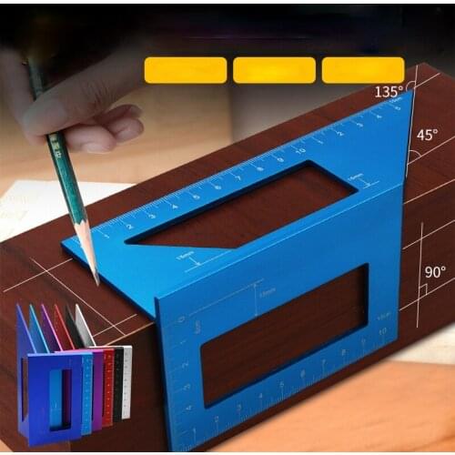 Woodworking T-shaped Marking Gauge Angle Ruler 45/90 Degree Oblique Angle Aluminum Alloy Woodworking Scribe Measuring Tool