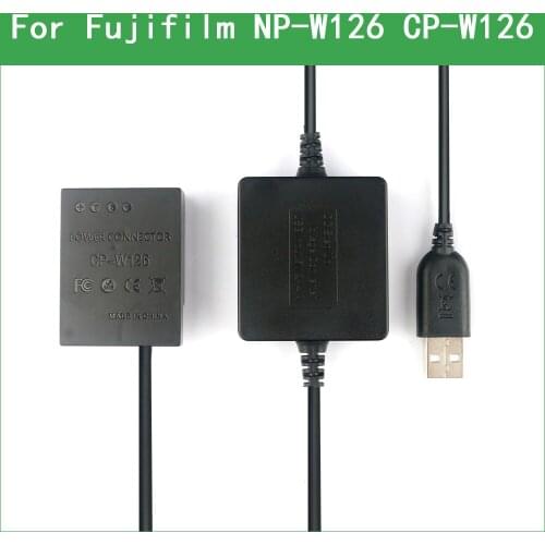 NP-W126 W126S CP-W126 Dummy Battery&DC Power Bank USB Cable for Fujifilm HS30EXR HS33EXR HS35EXR HS50EXR X100F X-PRO2 X-A1 X-A2