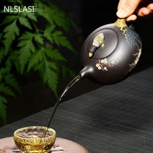 Large capacity 360ml Yixing Upscale Black mud teapots purple clay filter tea pot Tie Guanyin beauties kettle Boutique tea set