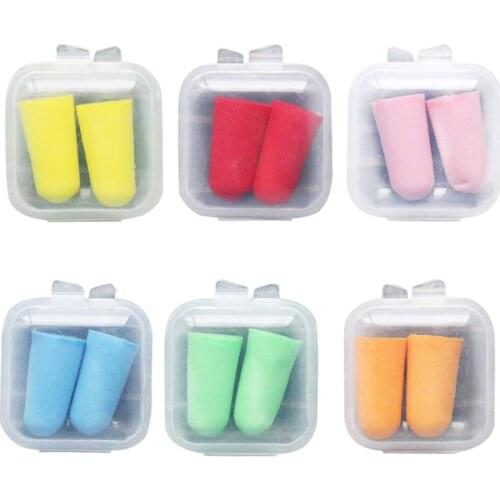 2Pcs/Pair Soft Foam Ear Plugs Tapered Travel Sleep Noise Cancelling Hearing Protection Sponge Candy Color Earbuds Reusable Porta