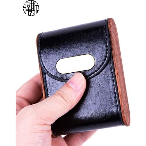 Zenos PU Leather And Wood Vinatage Cigarette Box Case and Lighter Pouch for Men Portage Travel Holder Case