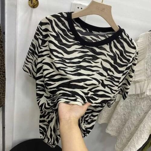 TSXT 2021 New Korean Summer Fashion Casual Round Collar Gauze Print Loose Comfortable Short Sleeve T Shirt