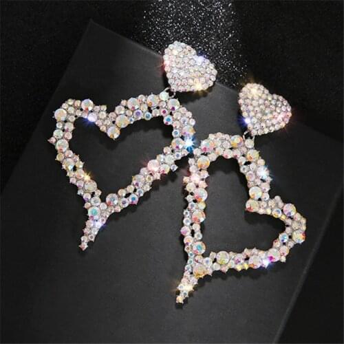 FYUAN Fhasion Colorful Crystal Drop Earrings 2020 Oversize Heart Dangle Earrings for Women Statement Jewelry Gifts