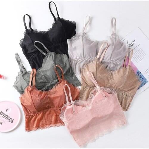Linbaiway Sexy Lingerie Lace Bralette Bras for Women Seamless Padded Underwear Bra Crop Tops Beauty Back Brasiere Female Vest