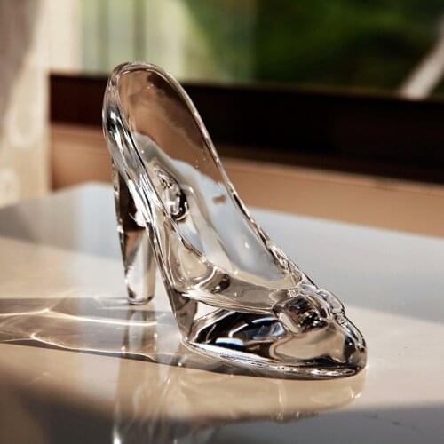 Cinderella Crystal Shoe Glass Birthday Gift Home Decor Cinderella High Heels Shoes Wedding Shoes Miniatures Ornament