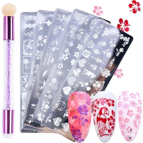1Set Practical Nail Stamping Plate Easy Using Exquisite Pattern Shiny Effect DIY Nail Transfer Print Template for Makeup