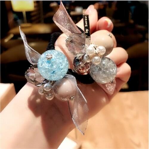 1PCS Pearl HairTie Ladies Simple Personality Tie Hair Rope, Ponytail Rubber Band Headdress Cute HairTie Bracelet Dual-Use