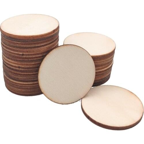 10pcs 40mm Wood Circles Round Wooded Cutouts Slices for Pyrography, Painting and Christmas Home Decoration DIY Craft