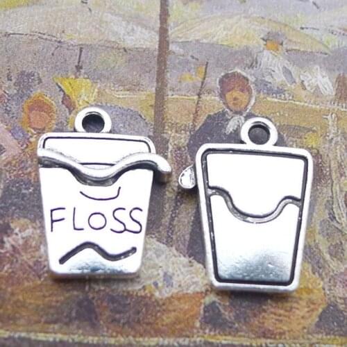 10 Pieces 20*15mm Mixed Alloy Antique Silver Color Floss Cup Charms Vintage Pendant Accessory For DIY Jewelry Making