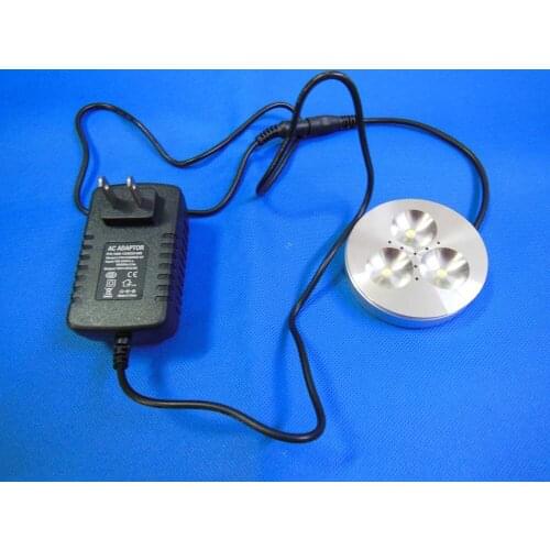 12v 3w LED Puck/Cabinet Light, LED driver aluminum shell 12v 3w led puck light with 12v 2a adapter for cabinet