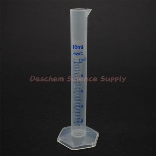2PCS 10mL Polypropylene Measuring Cylinder,Blue Graduate,PP Plastic Labware