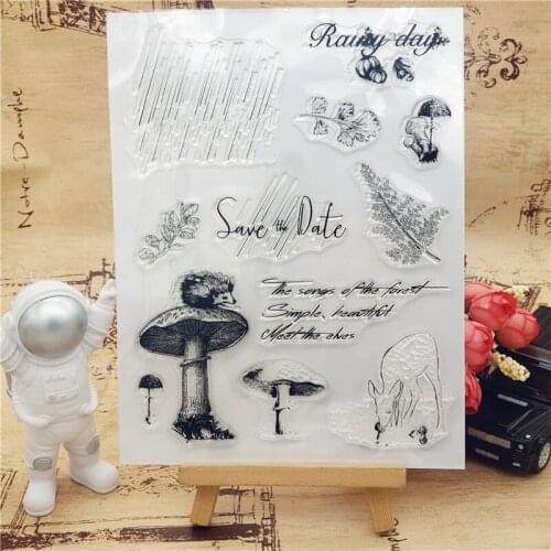 2021 Transparent Stamp Scrapbook Paper DIY Photoploymer Album Card Mushroom Leaf Hedgehog Horse Painting Ink Cling Stencil