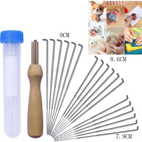 30X DIY 9cm Mixed Metal Wooden Handle Felting Tool Needles Set With Handle Wool Felt Tool Felting Starter Kit