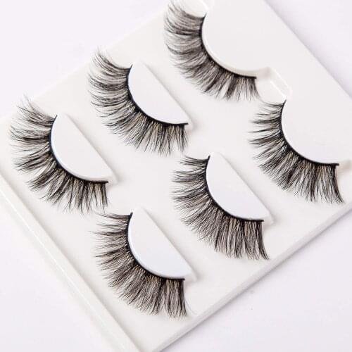 3D False Eyelashes Extension 3 Pairs Long Lashes With Volume for Womens Make Up Handmade Soft Fake Eyelash