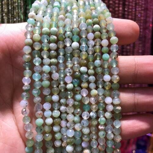 5 strings Lot Faceted Tiny Small Beads,Natural Chrysoprase Beads 2mm 3mm Round Bead,Faceted Spacer Tiny Beads,15.5"/str