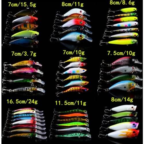 50pcs/lot Hard Baits Mixed Varisized Models Fishing Lures 50 Different Colors Bass Crankbait Wobblers Fishing Tackle Wholoesale